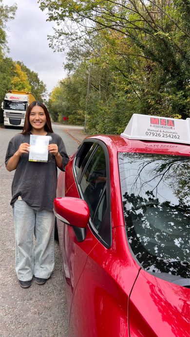 Happy MSA Driving School Nottingham pupil after passing first time