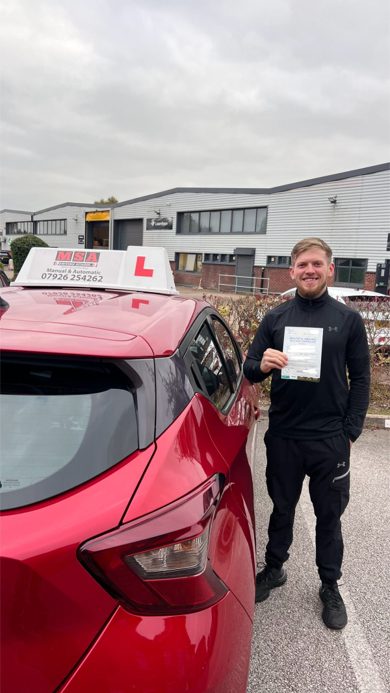 First-time pass pupil with MSA Driving School Nottingham instructor