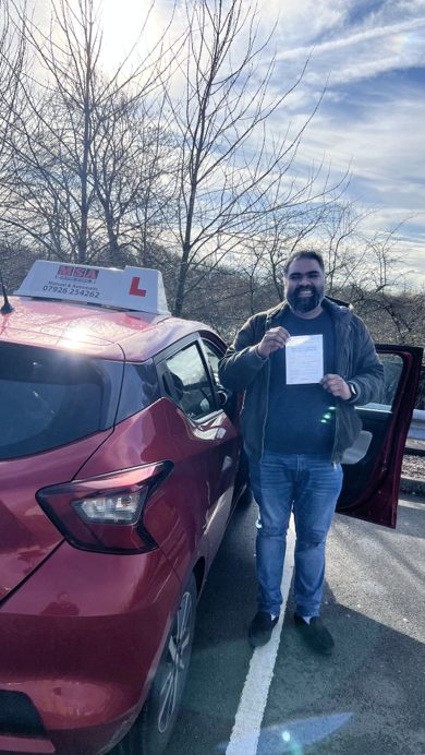 MSA Driving School Nottingham pupil passed driving test first time